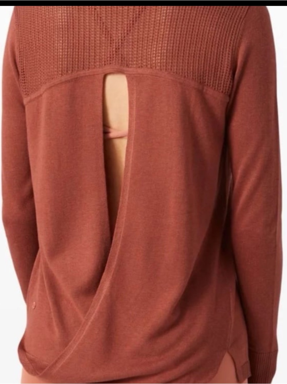 Lululemon’s long sleeve open back knit sweWomen's long sleeve open back kn